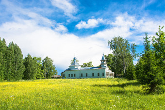 <strong>俄罗斯</strong>正统的教堂阳光明媚的夏天一天的村kagirovo科斯特罗马州