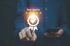 客户调查质量审查商人给评级服务经验在线应用程序客户审查满意度反馈调查概念客户可以评估质量服务