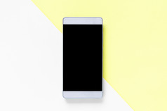模拟智能手机黄色的和白色背景柔和的设计为广告