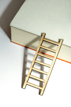 书页面和梯概念与梯书为教育和知识小微型木梯