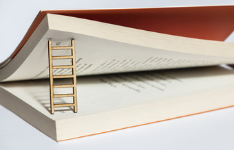 书页面和梯概念与梯书为教育和知识小微型木梯