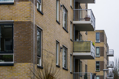公寓建筑的城市希佛萨姆房屋与阳台rsquo现代荷兰体系结构