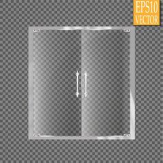 玻璃门孤立的透明的背景向量插图玻璃门孤立的透明的背景向量插图