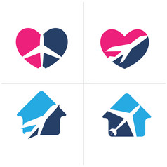 爱旅行标志设计飞机心和首页旅行机构和旅游标志