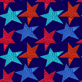 无缝的模式与蓝色的和红色的星星从箔背景的晚上蓝色的天空时尚的点缀与几何重复形状无缝的模式与蓝色的和红色的星星蓝色的背景
