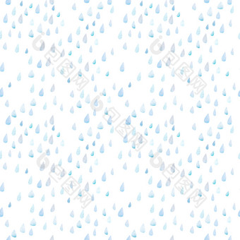 无缝的模式与大雨滴white-blue卡通雨白色背景软圆形的水彩形状与<strong>纸纹理</strong>孩子们rsquo点缀为纺织品无缝的模式与大雨滴