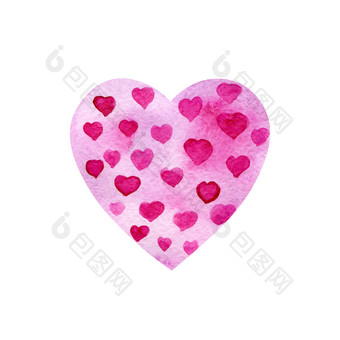 水彩粉红色的心形的模式精致的淡紫色背景与纸纹理和小心不同的大小为婚礼邀请和设计为情人节rsquo一天水彩粉红色的心形的模式