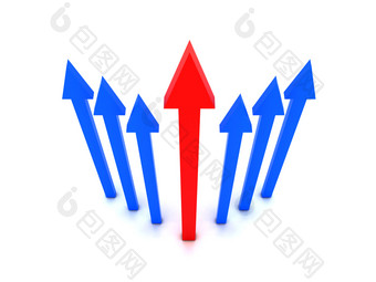 不断上升的蓝色的箭头与红色的箭头中心概念插图不断上升的蓝色的箭头与红色的箭头中心概念插图