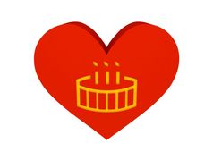 大红色的心与生日蛋糕象征概念插图
