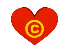 大红色的心与版权象征概念插图