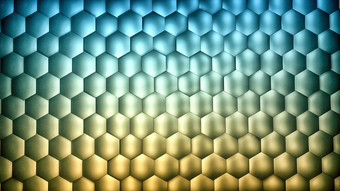 摘要蓝色的和黄色的梯度六角背景与金属纹理多边形表面未来主义的技术概念十六进制几何模式呈现摘要蓝色的和黄色的梯度六角背景与金属纹理多边形表面