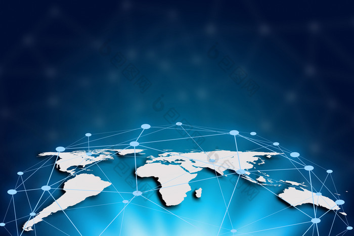 世界地图技术背景发光的行连接全球网络和全球沟通互联网概念全球业务