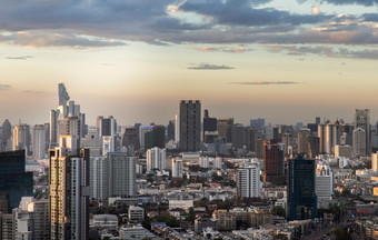 曼谷泰国2月晚上时间<strong>场景</strong>各种各样的摩天大楼曼谷城市焦点具体地说