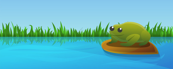 湖青蛙横幅插图湖青蛙向量横幅为网络湖青蛙