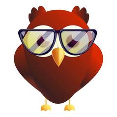 红色的猫头鹰眼镜图标卡通红色的猫头鹰眼镜向量图标为网络设计孤立的白色背景红色的猫头鹰眼镜图标卡通风格