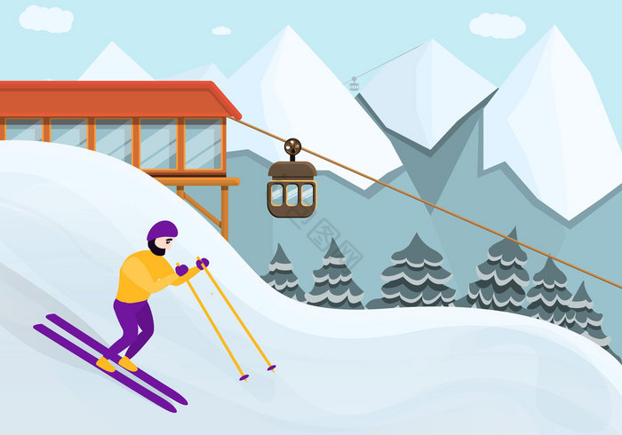 滑雪度假胜地插图滑雪度假胜地向量为网络滑