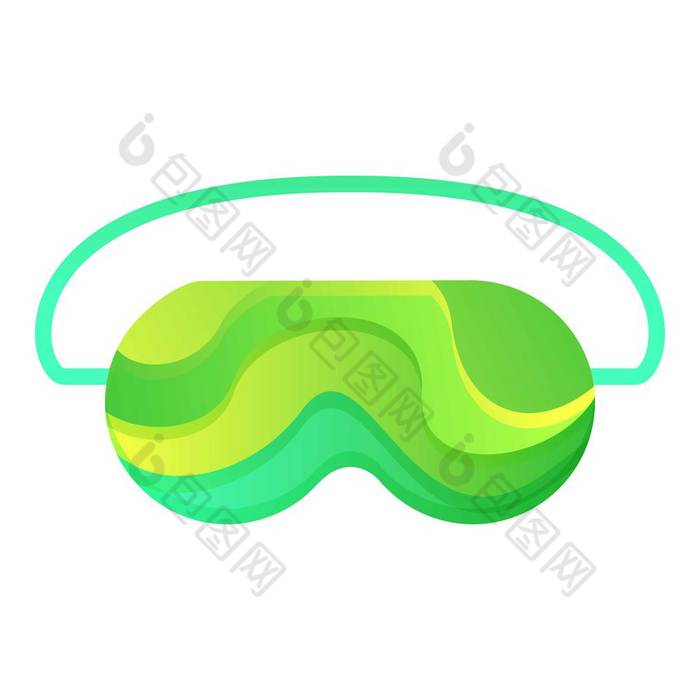 绿色睡觉面具图标卡通绿色睡觉面具向量图标为网络设计孤立的白色背景绿色睡觉面具图标卡通风格