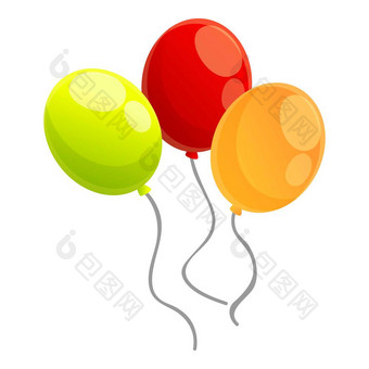 色彩斑斓的气球<strong>图标</strong>卡通色彩斑斓的气球向量<strong>图标</strong>为网络设计孤立的白色背景色彩斑斓的气球<strong>图标</strong>卡通风格