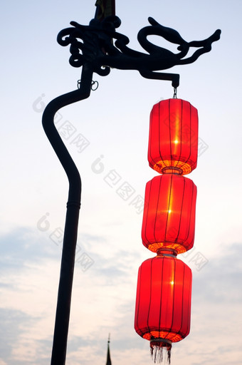 <strong>中国</strong>人传统的红色的<strong>灯</strong>笼的城市墙咸阳<strong>中国</strong>
