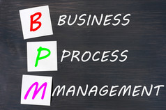 首字母缩写BPM为业务过程管理写与粉笔黑板上