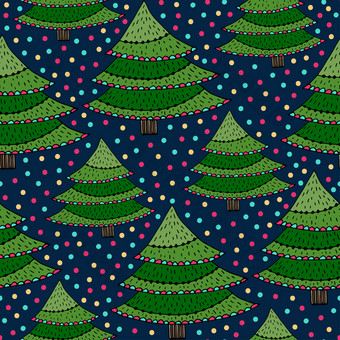 冷杉树无缝的模式圣诞节可爱的设计卡通模式为庆祝活动包装纸冷杉树无缝的模式圣诞节可爱的设计卡通模式为庆祝活动包装纸