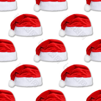 圣诞老人老人红色的他孤立的白色背景红色的圣诞节他帽无缝的新一年模式圣诞老人老人红色的他孤立的白色背景红色的圣诞节他帽无缝的模式