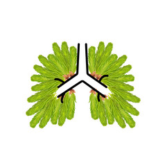 分支机构云杉松针形状的形式人类肺概念上的人类肺图标分支机构云杉松针形状的形式人类肺