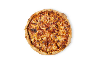 美味的夏威夷披萨孤立的白色背景前视图paperoni披萨概念为意大利食物街食物快食物快速咬食物横幅与复制空间美味的夏威夷披萨孤立的白色背景前视图paperoni披萨概念为意大利食物街食物快食物快速咬食