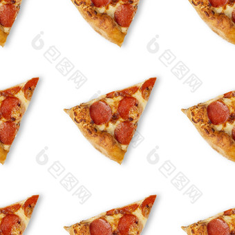 无缝的片一块披萨模式孤立的白色背景前视图paperoni披萨食物背景无缝的片一块披萨模式孤立的白色背景前视图paperoni披萨食物背景