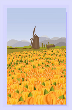 景观向量背景农村景观荷兰自然荷兰机山景观场果冻郁金香黄色的郁金香封面模板海报景观向量背景农村景观荷兰自然荷兰机山景观场果冻郁金香黄色的郁金香封面模板海报