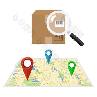 包裹订单跟踪概念包裹包装盒子与条形码图标包裹包装盒子与条形码图标插图包裹订单跟踪概念