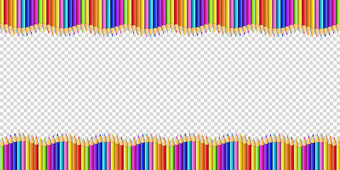 向量双波浪边境使彩色的木铅笔行孤立的透明的背景回来学校框架接壤模板概念照片框架与空复制空间为文本向量双波浪边境使彩色的木铅笔行孤立的透明的背景