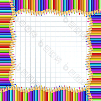 向量广场框架使色彩斑斓的木铅笔图形纸背景回来学校框架接壤模板概念横幅海报与空复制空间为文本向量广场框架使色彩斑斓的木铅笔图形纸背景