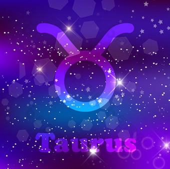 金牛座星座标志和星座宇宙紫色的背景与发光的星星和星云插图横幅海报牛卡空间占星术星座天文学幻想设计金牛座星座标志宇宙紫色的背景与闪闪发光的星星和星云