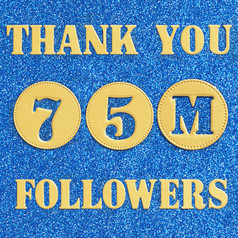 谢谢追随者消息黄金信和数字才华横溢的蓝色的背景为社会网络朋友追随者
