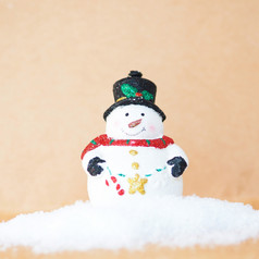圣诞节树玩具可爱的雪人雪堆工艺背景