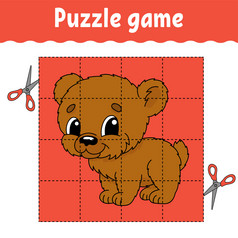 谜题游戏为孩子们教育发展中工作表学习游戏为孩子们活动页面为蹒跚学步的谜题为学前教育简单的平孤立的向量插图可爱的卡通风格