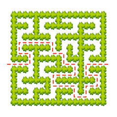 摘要广场迷宫绿色花园游戏为孩子们谜题为孩子们一个入口一个退出迷宫难题向量插图与回答