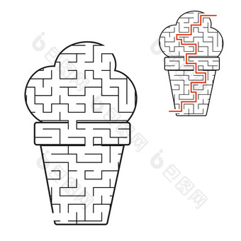 黑色的迷宫开胃的冰奶油孩子们工作表活动页面游戏谜题为孩子们美味的食物迷宫难题向量插图与的回答黑色的迷宫开胃的冰奶油孩子们工作表活动页面游戏谜题为孩子们美味的食物迷宫难题向量插图与的回答