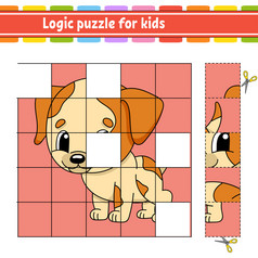 逻辑谜题为孩子们狗动物教育发展中工作表学习游戏为孩子们活动页面简单的平孤立的向量插图可爱的卡通风格