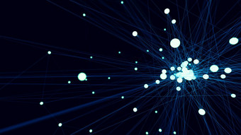 摘要蓝色的未来主义的技术网络节点电缆<strong>数据</strong>行<strong>传输</strong>链接和沟通结构概念神经元和电子主题元素插图