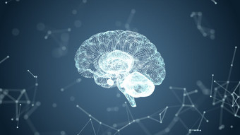 摘要医疗蓝色的发光大脑线框网络和连接点空间背景未来<strong>主义</strong>的科学和医疗技术概念摘要人类身体部分系统概念插图
