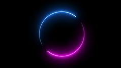 轮圆图片框架与两个语气霓虹灯颜色阴影运动图形孤立的黑色的背景蓝色的和粉红色的光移动为覆盖元素插图呈现空空间中间