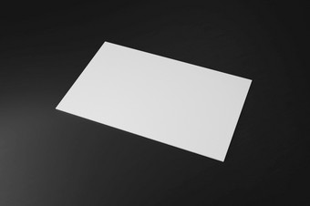 白色水平业务卡纸模型模板与空白空间封面为插入公司标志个人身份黑色的纸板背景现代概念插图渲染