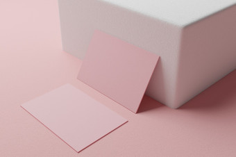粉红色的柔和的业务卡纸模型模板与空白空间<strong>封面</strong>为插入<strong>公司</strong>标志个人身份纸板背景现代风格文具概念插图渲染