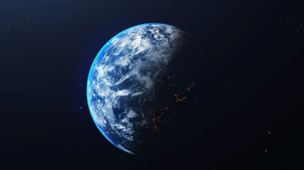 地球空间视图与闪亮的日出<strong>宇宙</strong>和星系背景自然和世界<strong>环境</strong>概念科学和全球幻想天空大气插图渲染