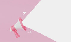 粉红色的柔和的和白色扩音器宣布白色空空白空间消息气球蓝色的背景业务和市场营销概念插图呈现