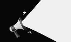 黑色的和白色扩音器宣布白色空空白空间消息气球黑色的背景业务和市场营销概念插图呈现