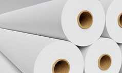 集团白色纸卷工业工厂为存储背景生产和制造业概念插图呈现