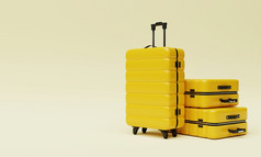 黄色的电车手提箱孤立的背景旅行对象和旅游热概念插图呈现